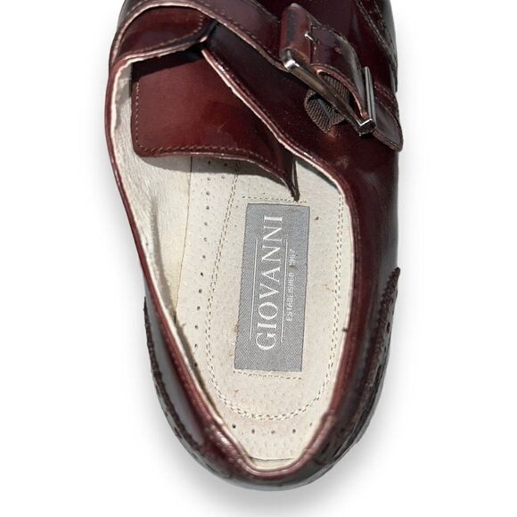 Giovanni Baron Monk Strap Wingtip Loafers Burgundy Leather Men's 9 - Picture 10 of 12
